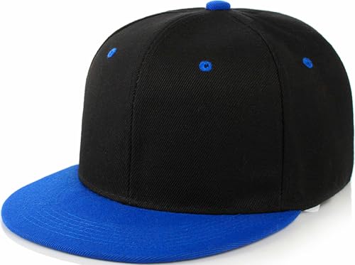 Snapback Hat Flat Bill Visor Hats Adjustable Hip Hop Baseball Cap for Women Men - color: Black Deep Blue