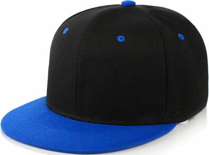Snapback Hat Flat Bill Visor Hats Adjustable Hip Hop Baseball Cap for Women Men - color: Black Deep Blue