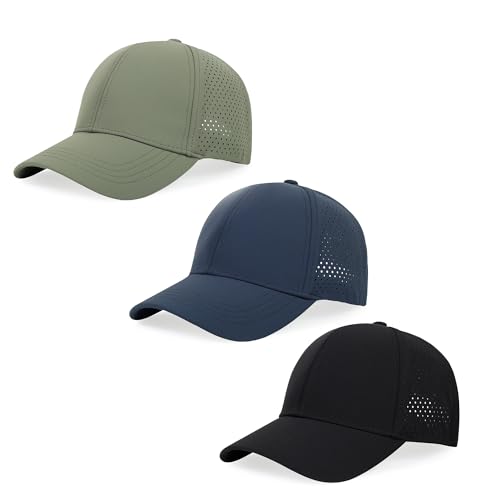 Quick Dry Baseball Cap Curved Brim Snapback Hat Mesh for Men Women - color: Black+navy+sagegreen