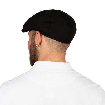 8 Panel Newsboy Cap – Linen Blend with 100% Cotton Lining - color: Black, size: Medium