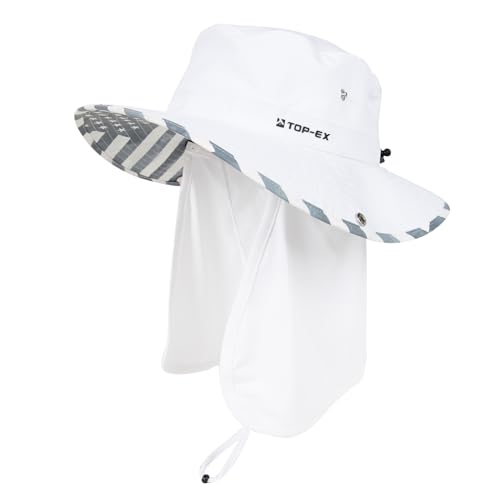 Unisex UVCoolix™ Cooling Sun Hat with Detachable Neck Flap - color: White, size: X-Large-XX-Large