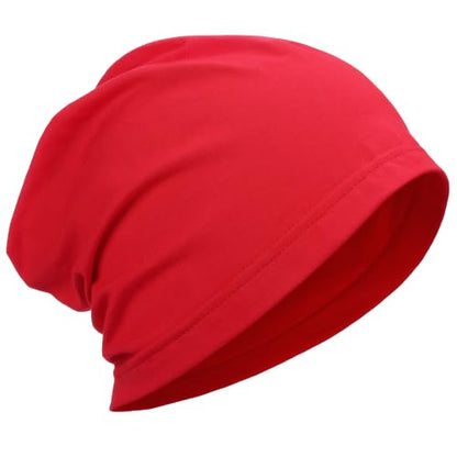 ROYBENS 100% Cotton Thin Slouchy Beanie Hat Women Men Lightweight Chemo Cap - color: 1pcs-red