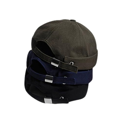 Adjustable Unisex Hip-Hop Docker Hat Dome Brimless Hats - color: Black