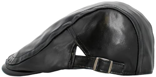 KBETHOS Leather Ascot Made in USA Ivy Collection Classic Newsboy Caps - color: Pu Blk, size: X-Large