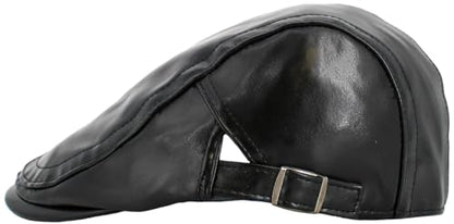 KBETHOS Leather Ascot Made in USA Ivy Collection Classic Newsboy Caps - color: Pu Blk, size: X-Large