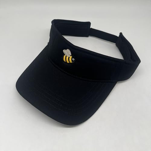 Embroidered Adjustable Sun Visor for Women Men Outdoor Golf Tennis - color: Cute Bumble Bee/Black