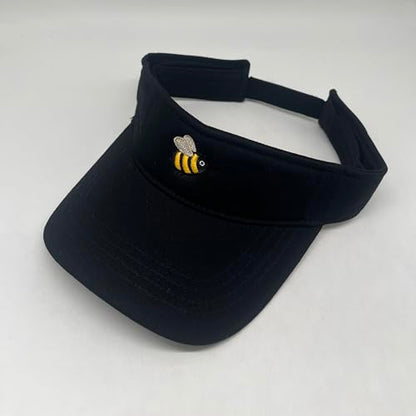 Embroidered Adjustable Sun Visor for Women Men Outdoor Golf Tennis - color: Cute Bumble Bee/Black