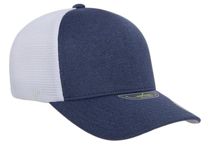 Flexfit Melange Unipanel Trucker Cap - color: Melange Navy/White, size: Small-Medium