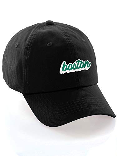 Classic Unstructured USA Cities Baseball Dad Hat 3D Raised PVC Letters Cap - color: Boston Black - White Green