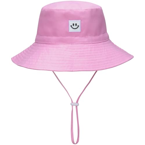 55cube Baby & Toddler Sun Hat UPF 50+ Bucket Hat with Chin Strap - color: 1pack Dusty Mauve, size: 6-24 Months