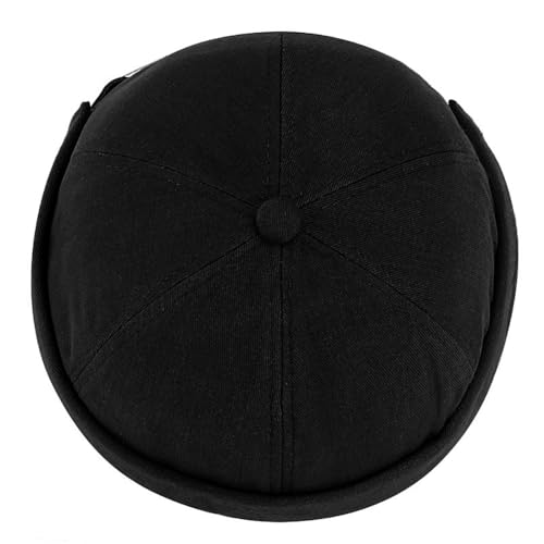 DIYDECAL Brimless Docker Cap,Skullcap Beanie, Retro Sailor Hat for Mens Womens - color: Black
