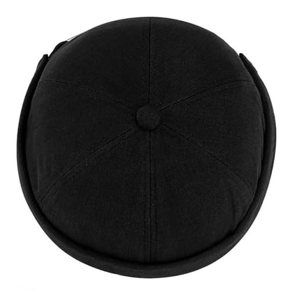 DIYDECAL Brimless Docker Cap,Skullcap Beanie, Retro Sailor Hat for Mens Womens - color: Black