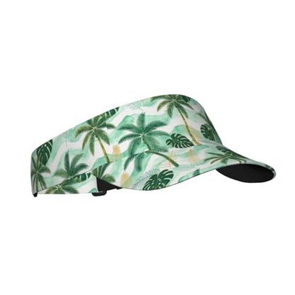 Adjustable Sun Visor Hats, Lightweight Open-Top Sports Visors - color: Palm Tree