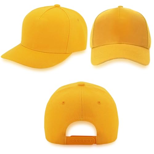 12 Pack Seamless Baseball Caps Wholesale Bulk - No Center Seam, DIY Friendly, Adjustable Breathable Lightweight for Men Women - color: Yellow