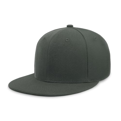 CHOK.LIDS Classic Snapback Flat Bill Hat Blank Adjustable Baseball Cap - color: Charcoal.