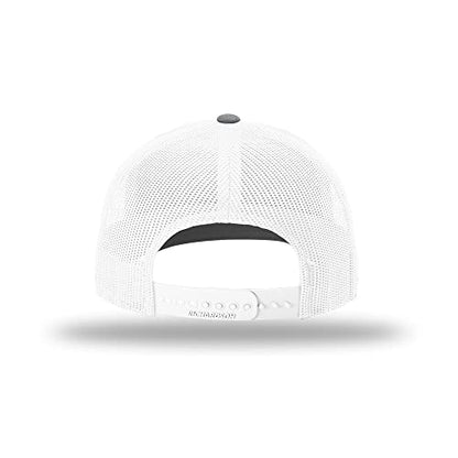 Richardson 112 Classic Six-Panel Adjustable Snapback Trucker Cap - color: Black/White/Heather Grey