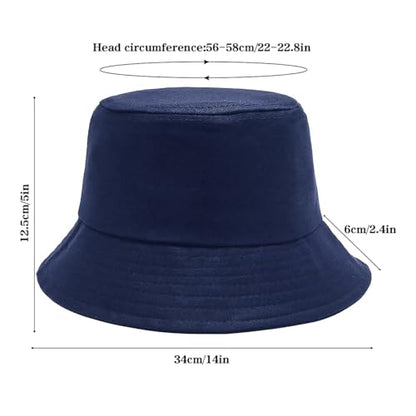 Bucket Hat Beach Sun Hat Fishing Hat for Women Men, Summer Outdoor Travel Packable Fisherman Hat - color: Navy