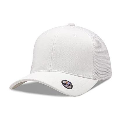 [2 Pack] Hybrid Stretch-Fitted Trucker Cap, Baseball Cap with Air Mesh - color: 2pk White (Air Mesh), size: Small-Medium