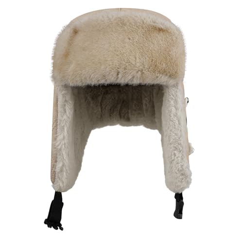 Croogo Trapper Hat Winter Hats for Men Trooper Russian Warm Hat with Ear Flaps Women Ushanka Fur Hat Windproof Ski Hat - color: Dpl10-khaki