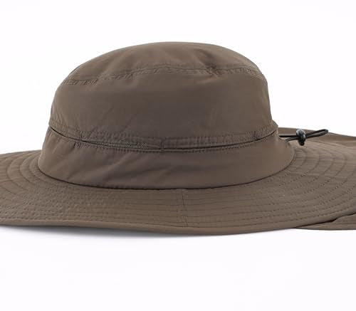 Connectyle Wide Brim Sun Hat for Men Women UPF 50+ Breathable Fishing Hat with Neck Flap Outdoor Hiking Safari Bucket Hats - color: Army Green