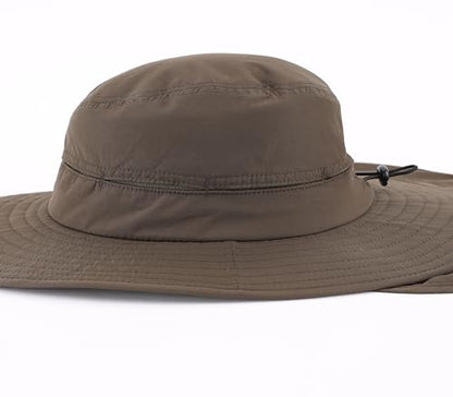 Connectyle Wide Brim Sun Hat for Men Women UPF 50+ Breathable Fishing Hat with Neck Flap Outdoor Hiking Safari Bucket Hats - color: Army Green