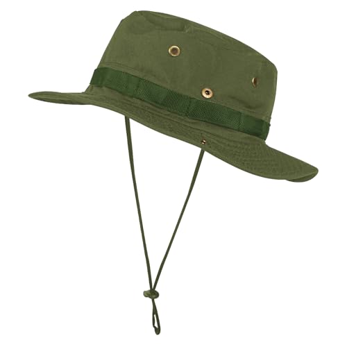 Rosoz Sun Hats for Men Women Bucket Hat UPF Protection Wide Brim Boonie Hat - color: 1pack-army Green/(Arm Sleeves)