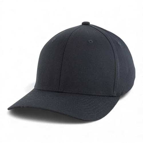 Armycrew XL-4XL Oversize Curved Bill Structured Stretch Fit Baseball Cap - color: New Black, size: 3X-Large-4X-Large