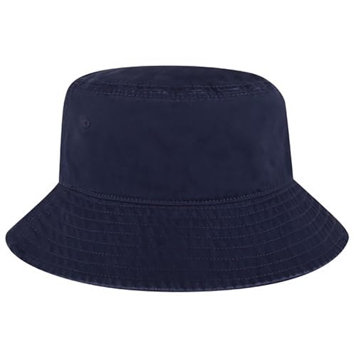Ashen Fane Garment Washed Combed Cotton Twill Packable Lightweight Unisex Bucket Hat - color: Navy, size: Medium