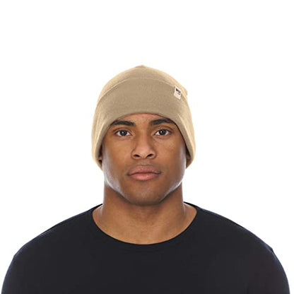 100% Merino Wool Cuff Beanie - Warm Winter Hat - Novelty Beanie - Toque - color: Desert Sand