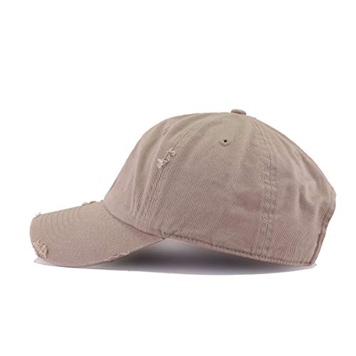 Cross Vintage Baseball Cap Embroidered Cotton Adjustable Distressed Dad Hat - color: Khaki