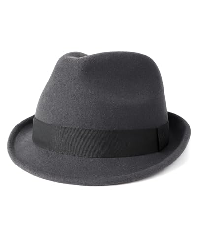 Zylioo XXL XL L Fedora Hat for Men Women, 1920s Short Brim Felt Trilby Hat - color: Dark Gray, size: Medium