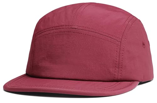 COOLSOME 5 Panels Hat Basic Daily Wear Breathable Quick Dry Cap - color: Black+red/M Size