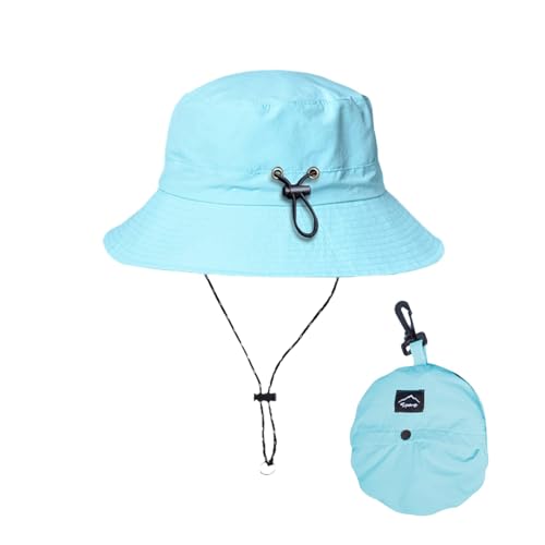 Honnesserry Bucket Hats for Woman Men Outdoor UV Sun Protection Hat Nylon - color: Blue