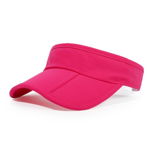 Sun Visors for Women Men Adjustable Folding Cap Running Golf Tennis - color: Rose
