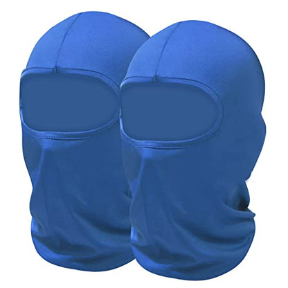 SHEVERCH 2 Pack Blue Ski Mask Balaclava Face Cover for Men Women Sun UV Protection Windproof Lightweight Football Motorcycling - color: 2pack-blue