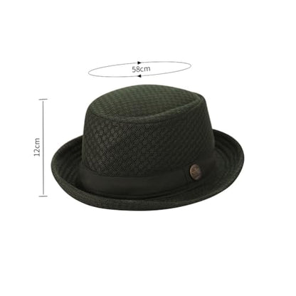 XGOPTS Unisex Summer Mesh Straw Porkpie Hat Trilby Jazz Fedora Panama Hats - color: Green