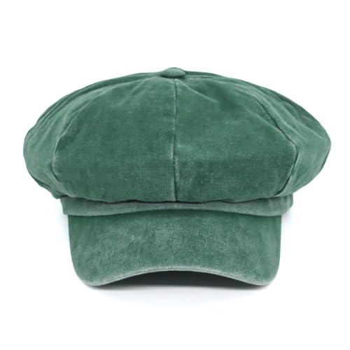 WITHMOONS Plain Baker Boy Hat Twill Cotton Beret Cap Newsboy Hat Washed Adjustable JDG1582 - color: Green