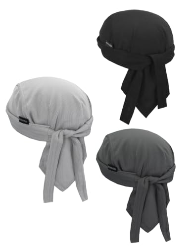 Do Rags Cycling Caps Helmet Liner Doo Rag Motorcycle Bandana Hat Sweat Liner Skull Caps Dew Rags for Men and Women - color: Black,dark Grey,light Grey