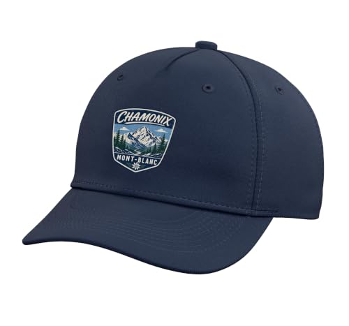 Chamonix Mont Blanc Mountain Hiking Adventure Nature Travel Adjustable Baseball Hat - color: Navy Blue