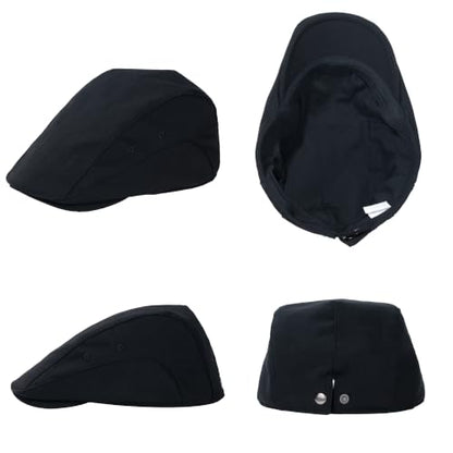 Newsboy Cap for Men Adjustable Flat Ivy Cabbie Gatsby Cap Driving Hunting Hat - color: G-black, size: Medium