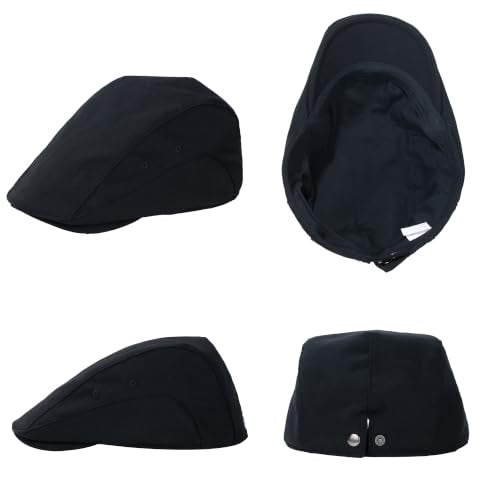 Newsboy Cap for Men Adjustable Flat Ivy Cabbie Gatsby Cap Driving Hunting Hat - color: G-black, size: Large