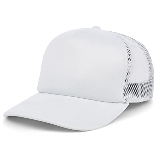 Lids Blank Basic Foam Trucker Adjustable Snapback Hat - color: White/White