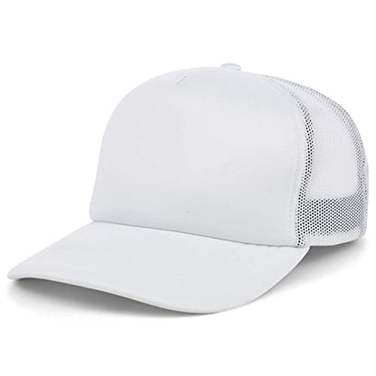 Lids Blank Basic Foam Trucker Adjustable Snapback Hat - color: White/White