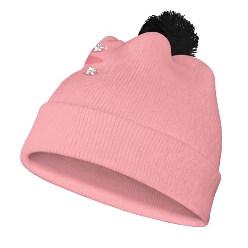 Girls Boys Winter Warm Knit Beanie Pompom Elasticity Slouchy Hat Skull Caps for Childrens - color: Axolotl