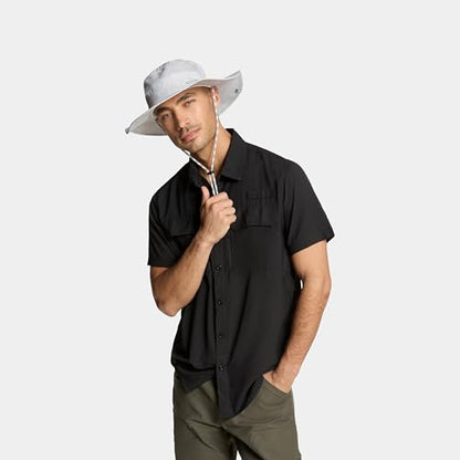 MISSION Cooling Anywhere Boonie Hat - Unisex Wide-Brim Hat for Men & Women - Cools Up to 2 Hours - UPF 50 Sun Protection - color: Etched Camo White