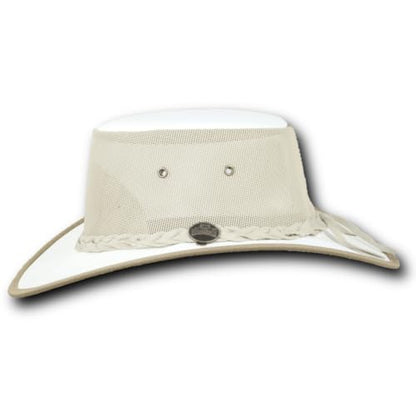 Mesh Drover Cotton Canvas Hat by Barmah - color: Cream, size: Large