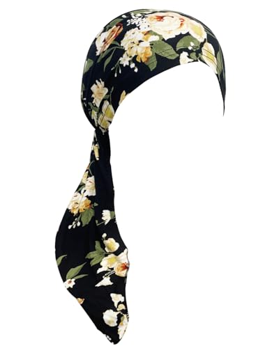 Chemo Headwear for Women Pre-Tied Head Scarf Coverings Scarves - color: Black Pattern