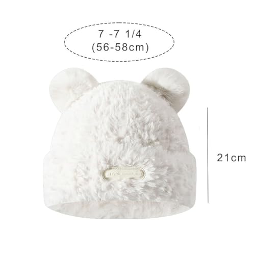 Winter Knit Hat for Women Winter Elastic Cute Bear Ear Skull Beanie Caps Autumn Winter Cute Crochet Beanies - color: Bear Ear White