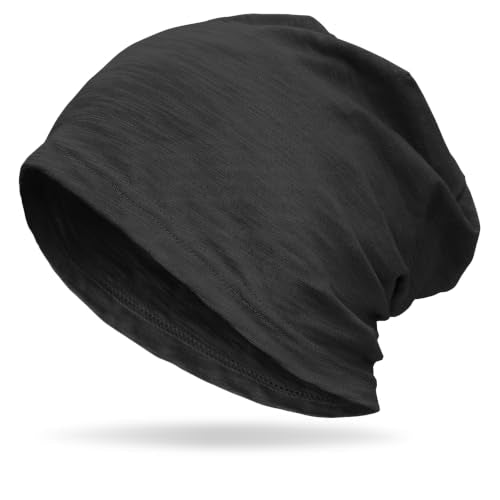 vidsel 100% Cotton Slouchy Beanie, Lightweight Summer Hats for Women Men - color: 1pc Black, size: Medium
