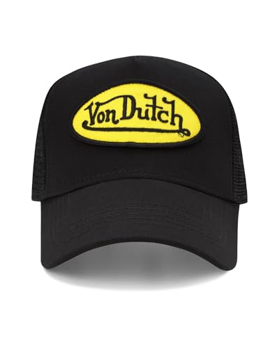 Von Dutch Unisex Trucker Hat - Retro Classic Solid Color Mesh Back Snapback Baseball Cap for Men & Women. - color: Black